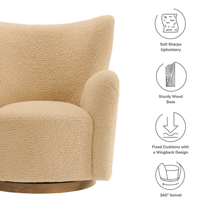 Montrose Wingback Sherpa Swivel Accent Chair by Modway