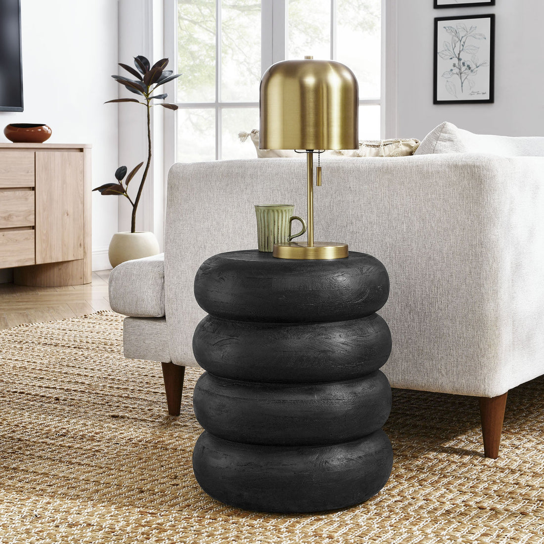 Ellery Round Stacked Wood Side Table By HouseBean