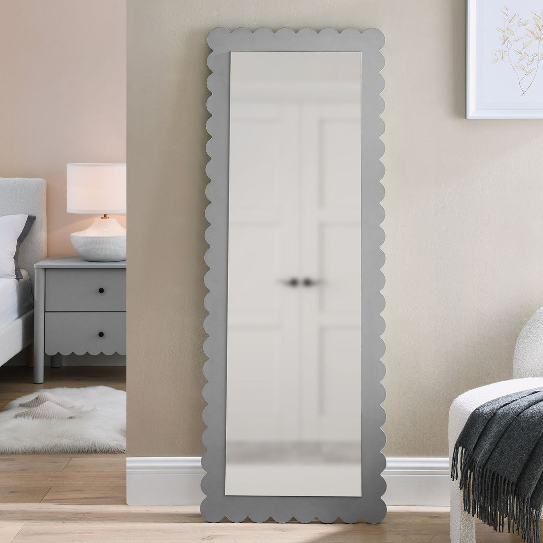 Emmeline Scalloped Rectangle Floor Mirror By HouseBean