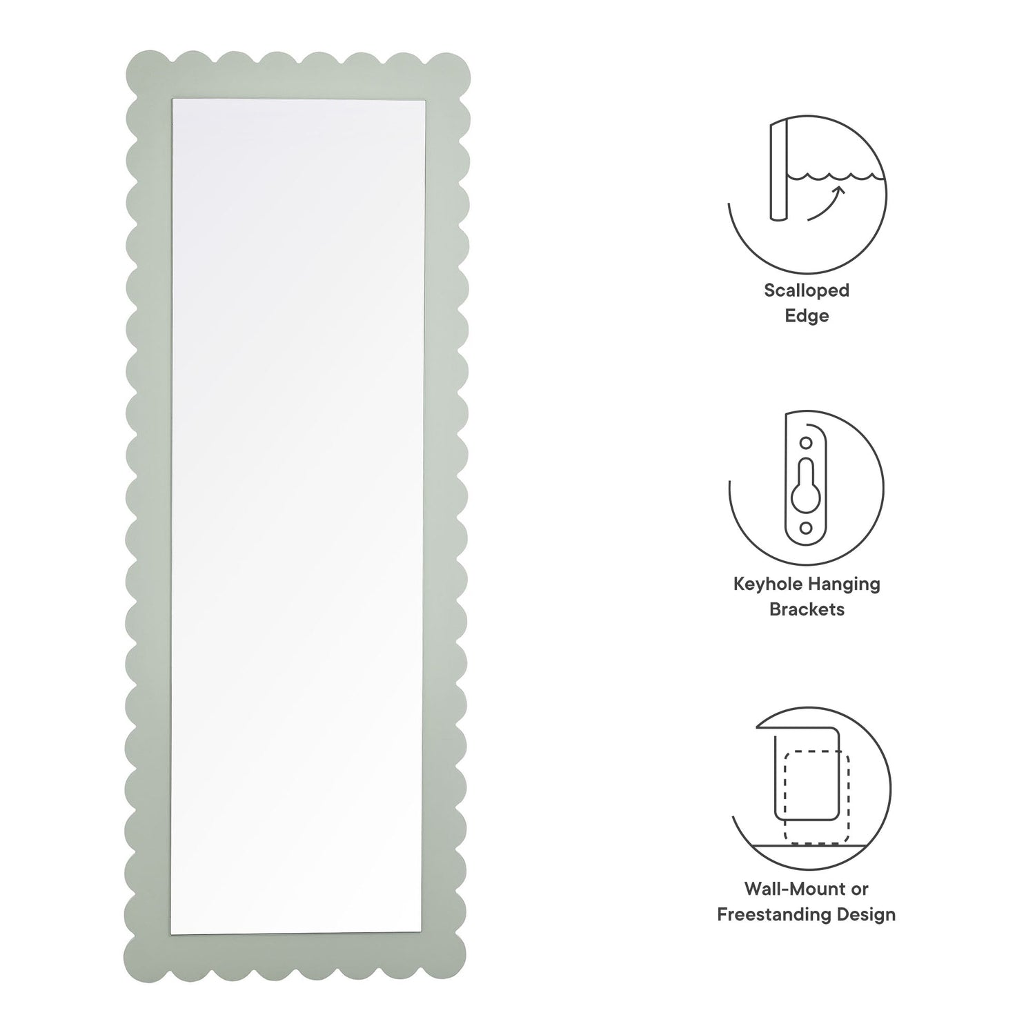 Emmeline Scalloped Rectangle Floor Mirror By HouseBean