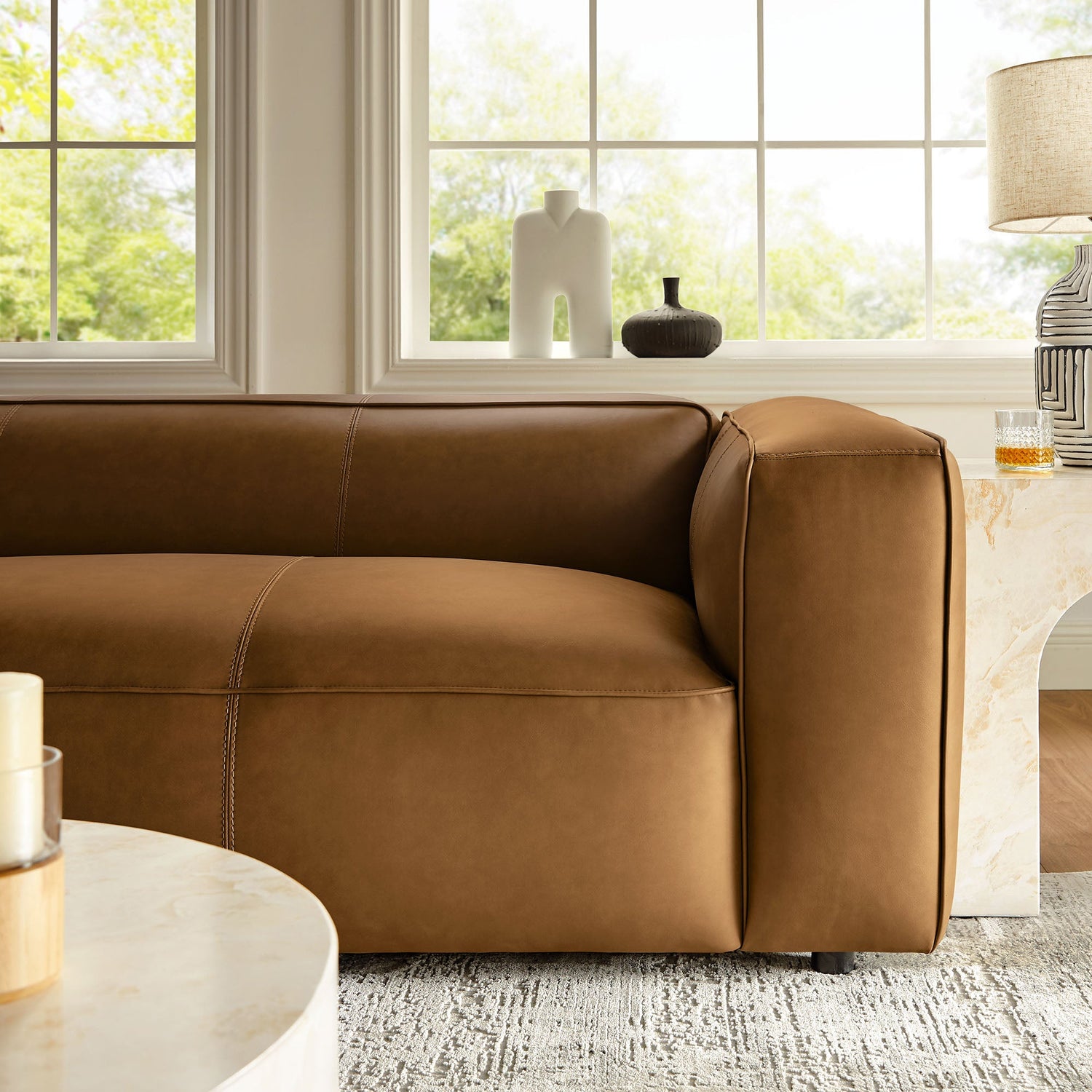 Auren Upholstered Vegan Leather Sofa by Modway