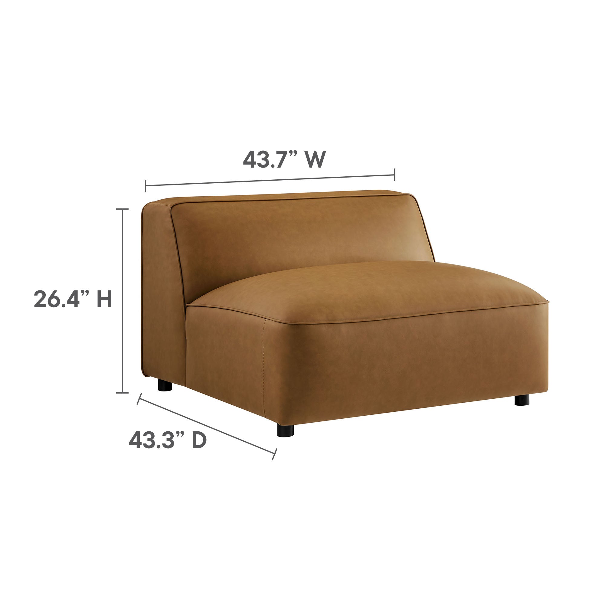 Auren Upholstered Vegan Leather Modular Armless Chair by Modway