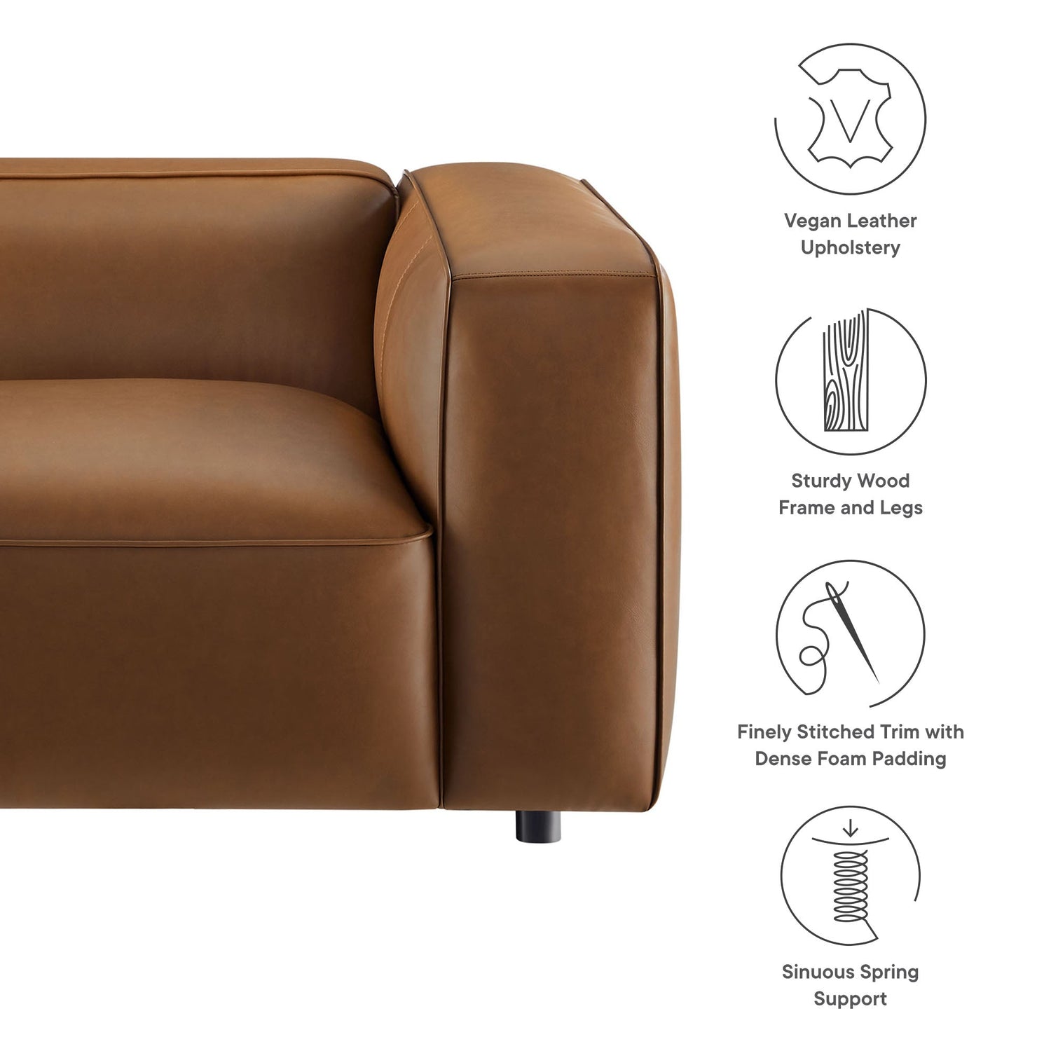 Auren Upholstered Vegan Leather Modular Right Armchair by Modway