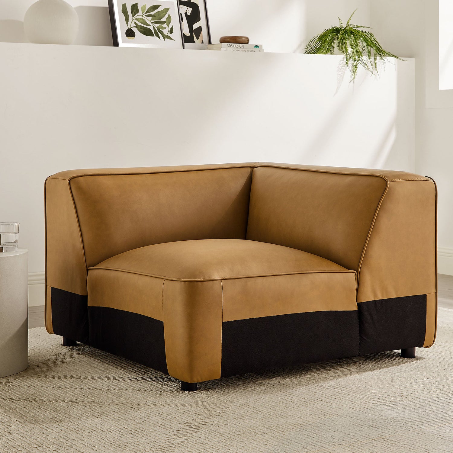 Auren Upholstered Vegan Leather Modular Corner Chair by Modway