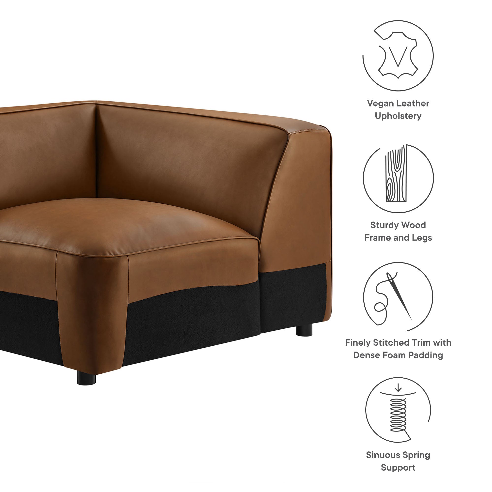 Auren Upholstered Vegan Leather Modular Corner Chair by Modway