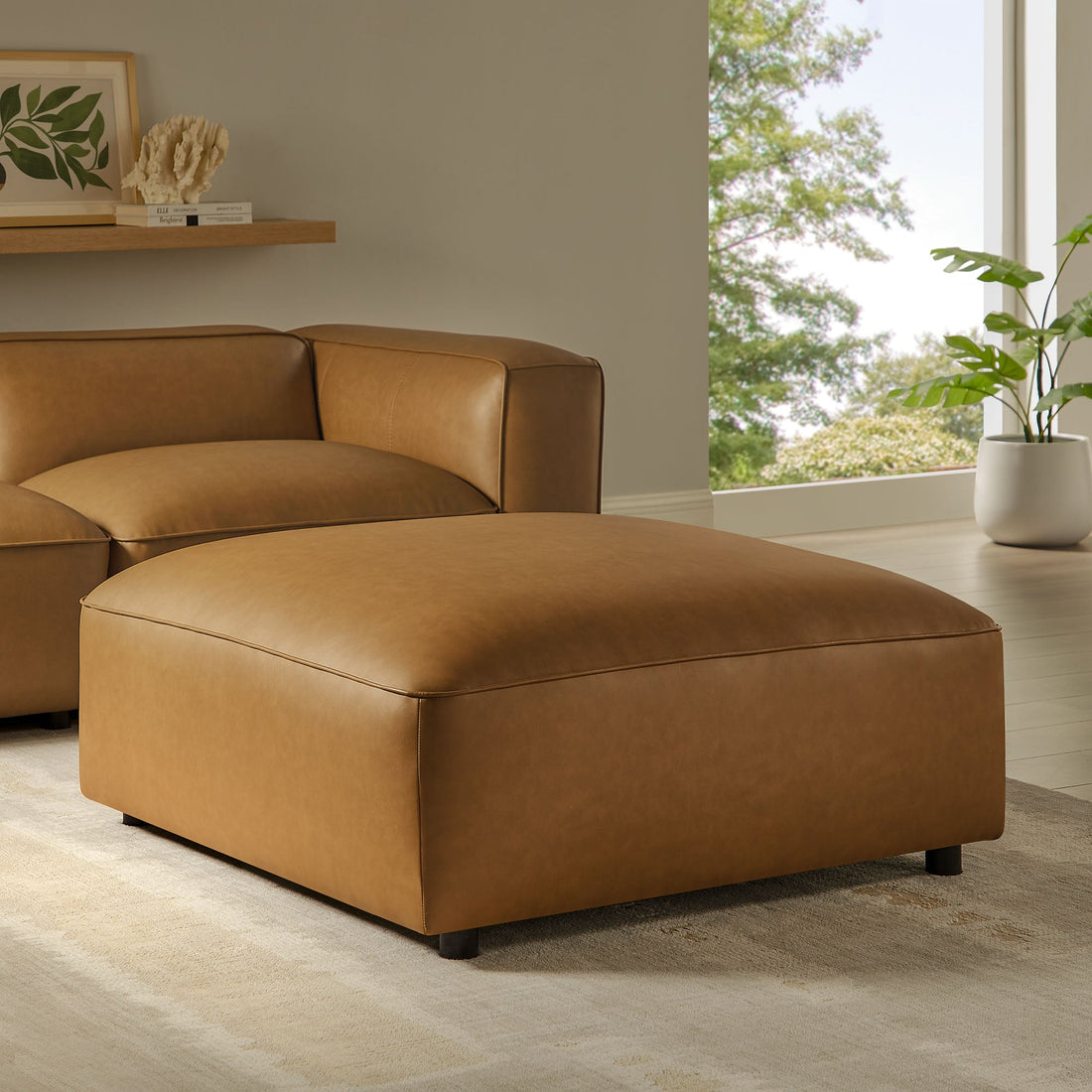 Auren Upholstered Vegan Leather Ottoman by Modway