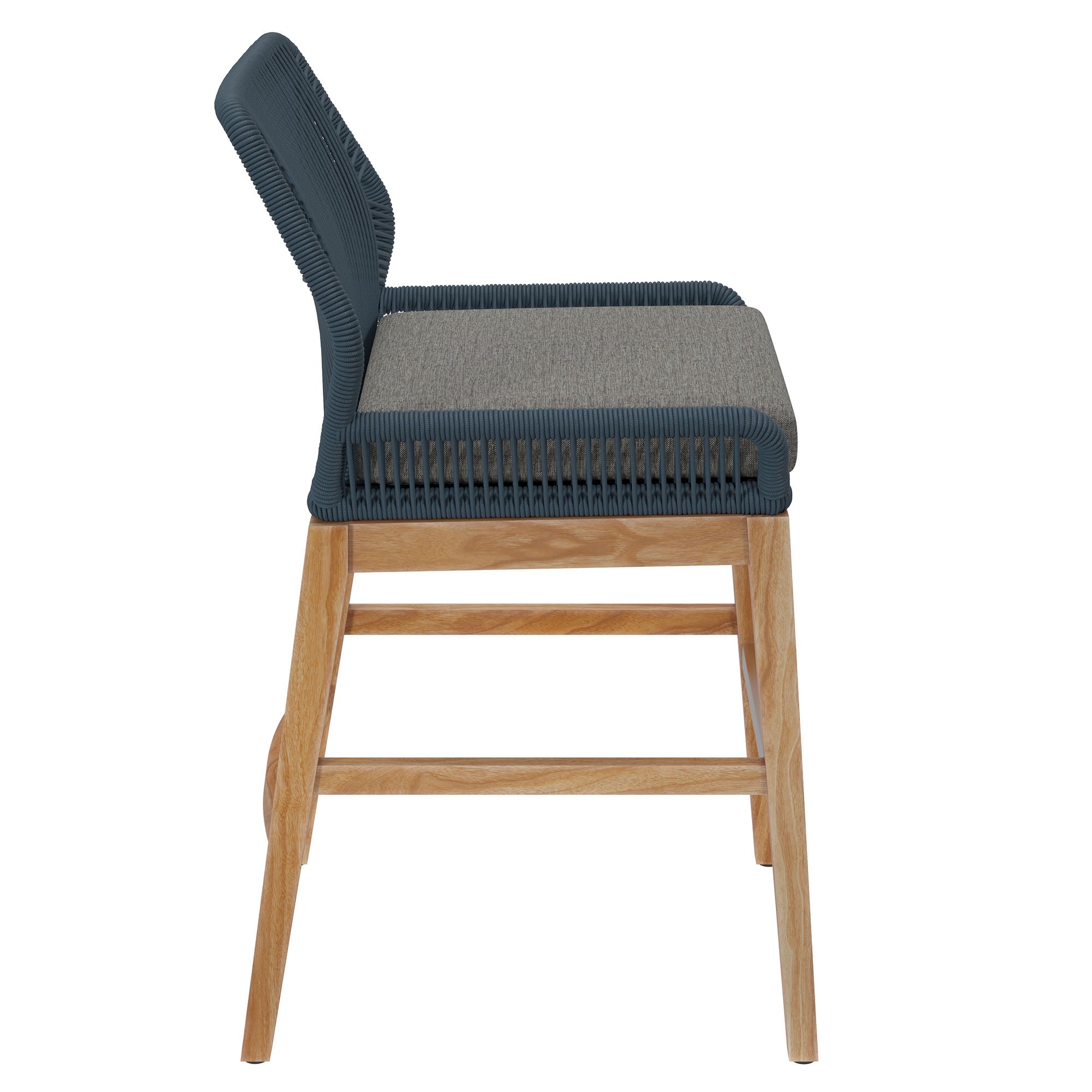 Wellspring Outdoor Patio Teak and Rope Counter Stool By HouseBean