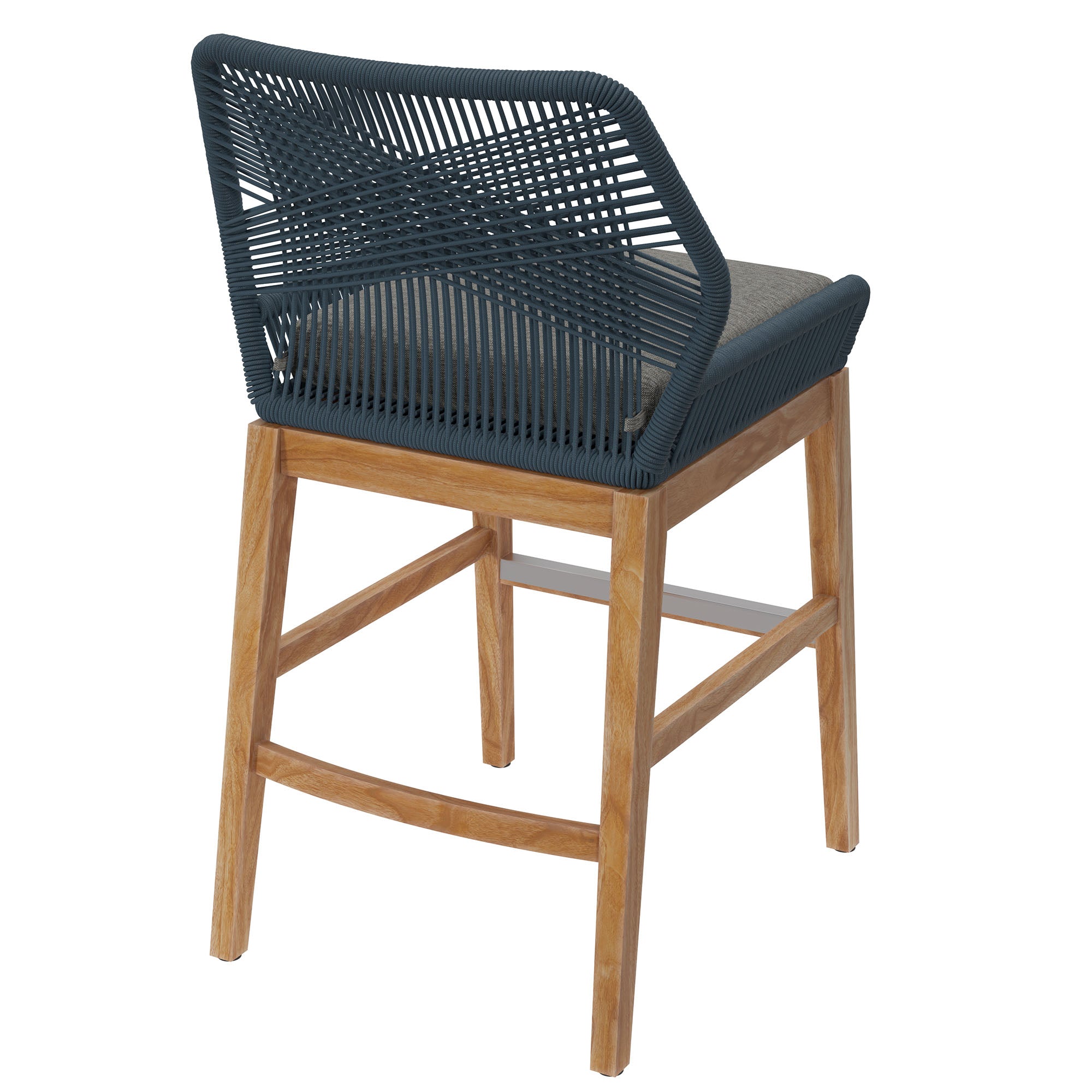 Wellspring Outdoor Patio Teak and Rope Counter Stool By HouseBean