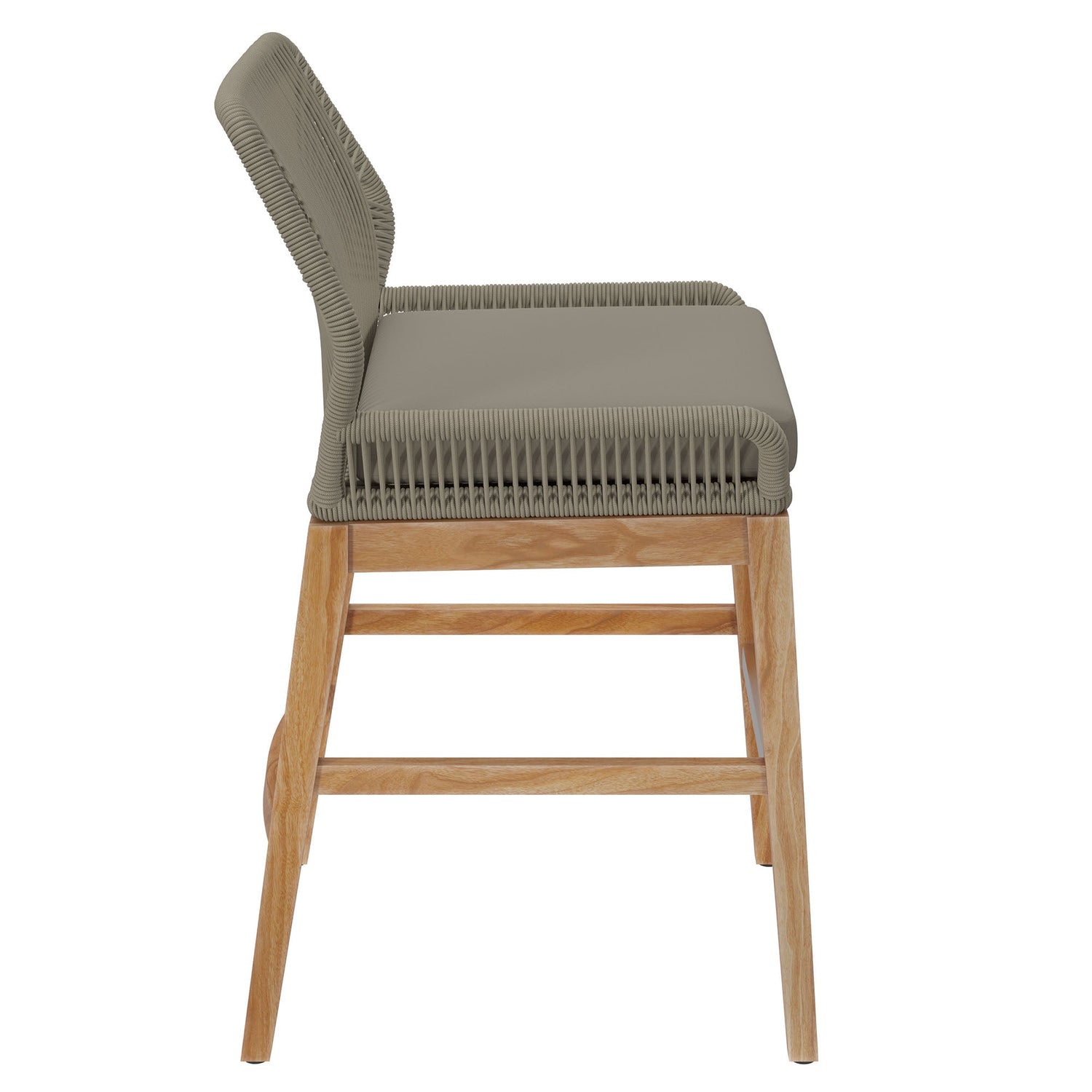 Wellspring Outdoor Patio Teak and Rope Counter Stool By HouseBean