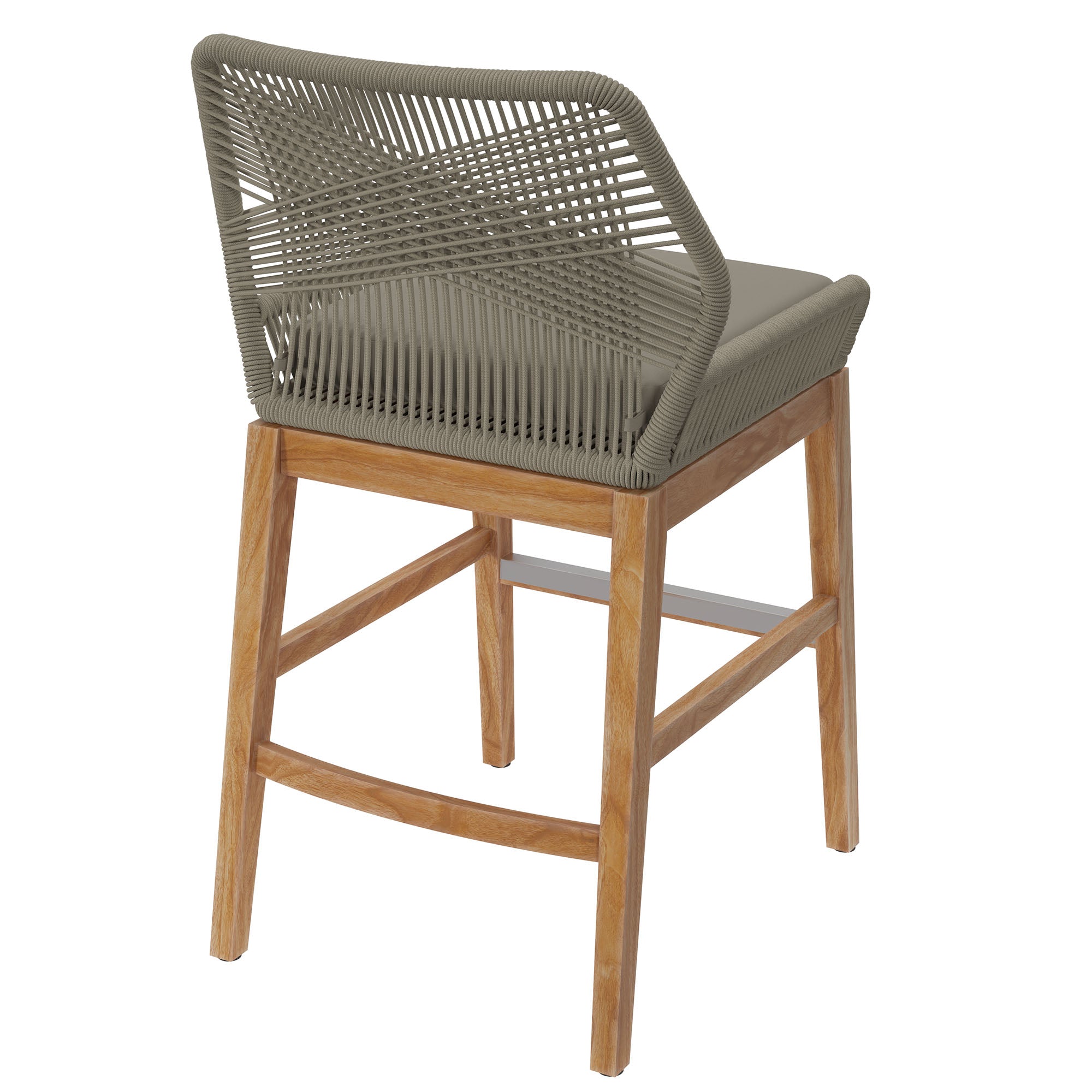 Wellspring Outdoor Patio Teak and Rope Counter Stool By HouseBean