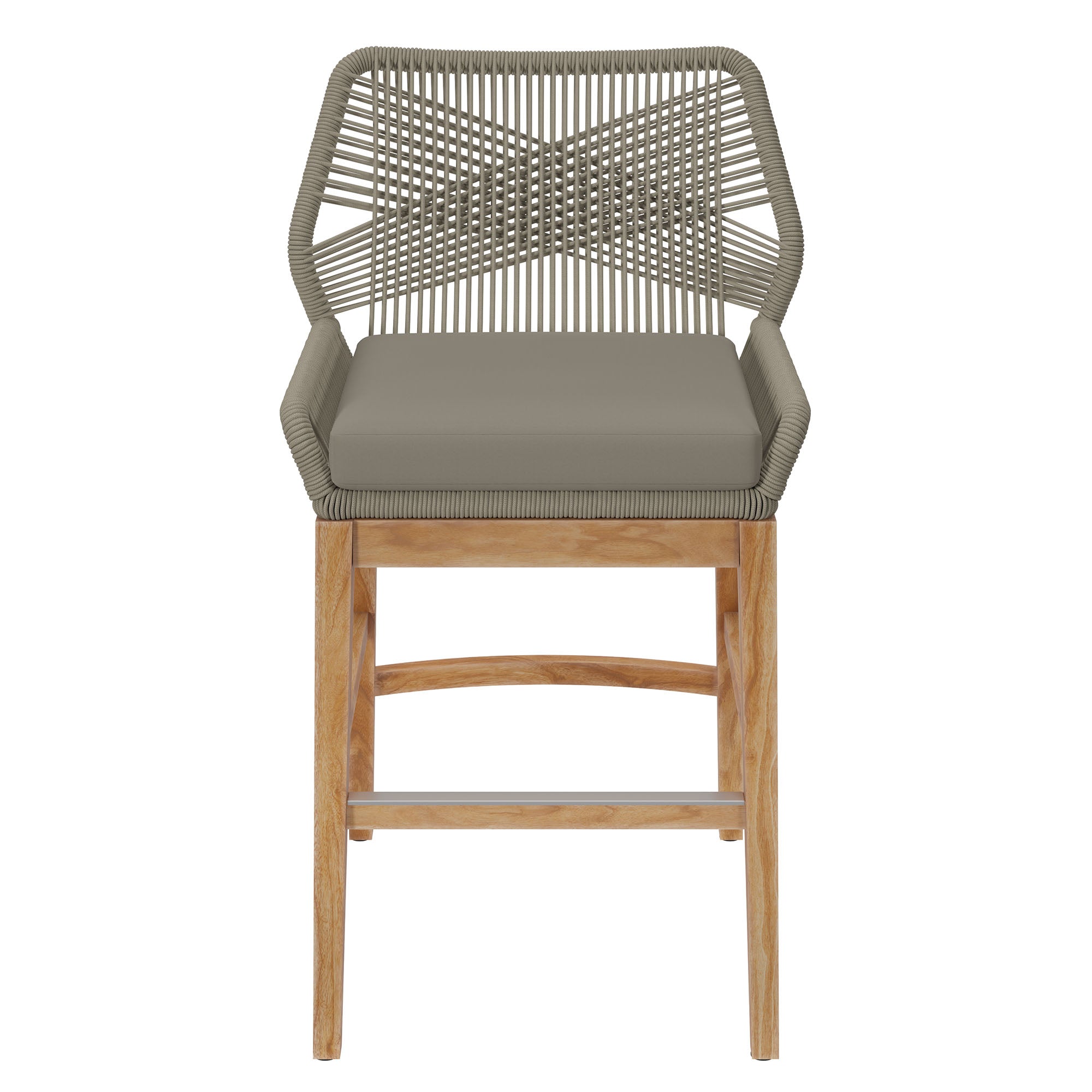 Wellspring Outdoor Patio Teak and Rope Counter Stool By HouseBean