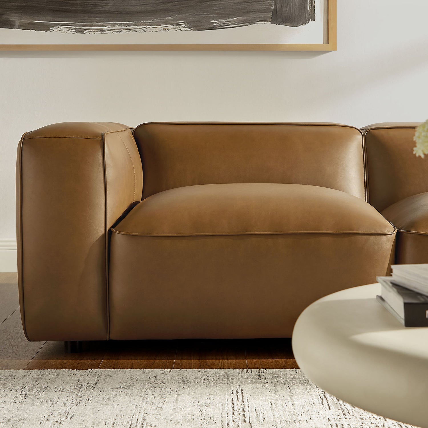 Auren 5-Piece Upholstered Vegan Leather Modular L-Shaped Sofa by Modway