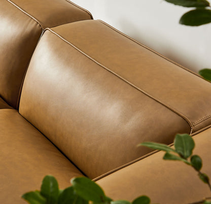 Auren 3-Piece Upholstered Vegan Leather Modular Loveseat with Ottoman by Modway