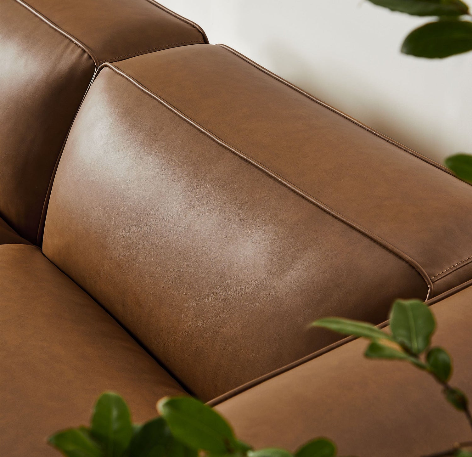 Auren 3-Piece Upholstered Vegan Leather Modular Loveseat with Ottoman by Modway