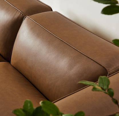 Auren 3-Piece Upholstered Vegan Leather Modular Loveseat with Ottoman by Modway