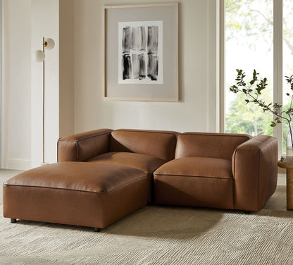 Auren 3-Piece Upholstered Vegan Leather Modular Loveseat with Ottoman by Modway
