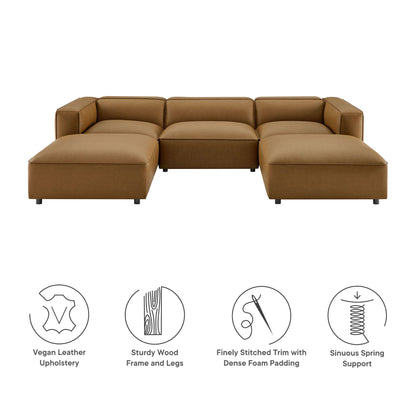 Auren 5-Piece Upholstered Vegan Leather Modular U-Shaped Sofa by Modway