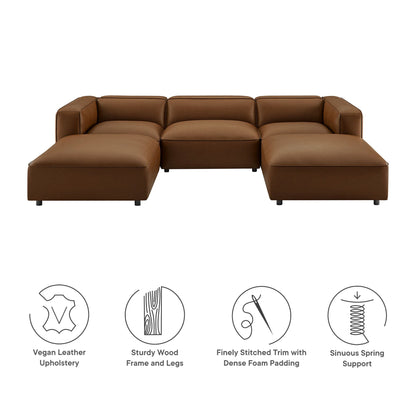 Auren 5-Piece Upholstered Vegan Leather Modular U-Shaped Sofa by Modway