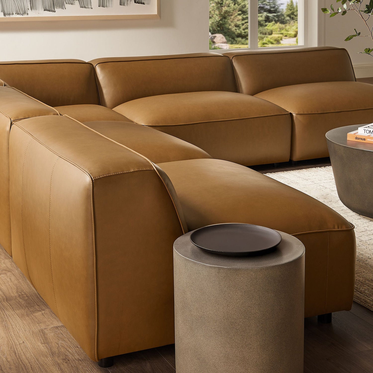 Auren 5-Piece Upholstered Armless L-Shaped Vegan Leather Modular Sofa by Modway