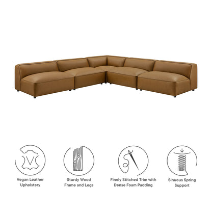 Auren 5-Piece Upholstered Armless L-Shaped Vegan Leather Modular Sofa by Modway