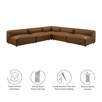 Auren 5-Piece Upholstered Armless L-Shaped Vegan Leather Modular Sofa by Modway