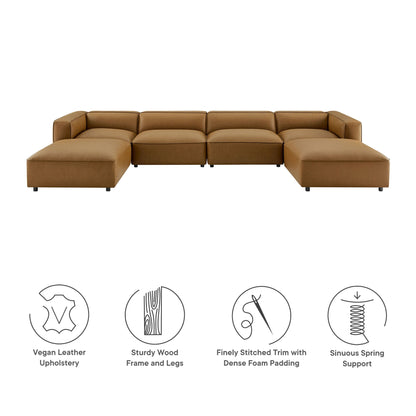 Auren 6-Piece Upholstered Vegan Leather Modular Sofa by Modway