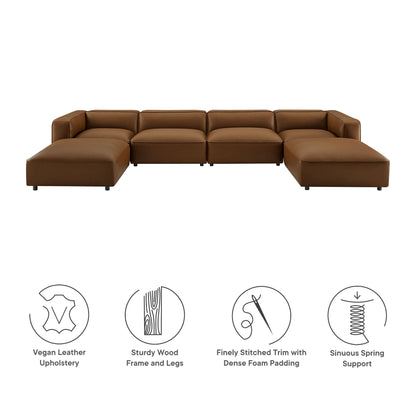 Auren 6-Piece Upholstered Vegan Leather Modular Sofa by Modway