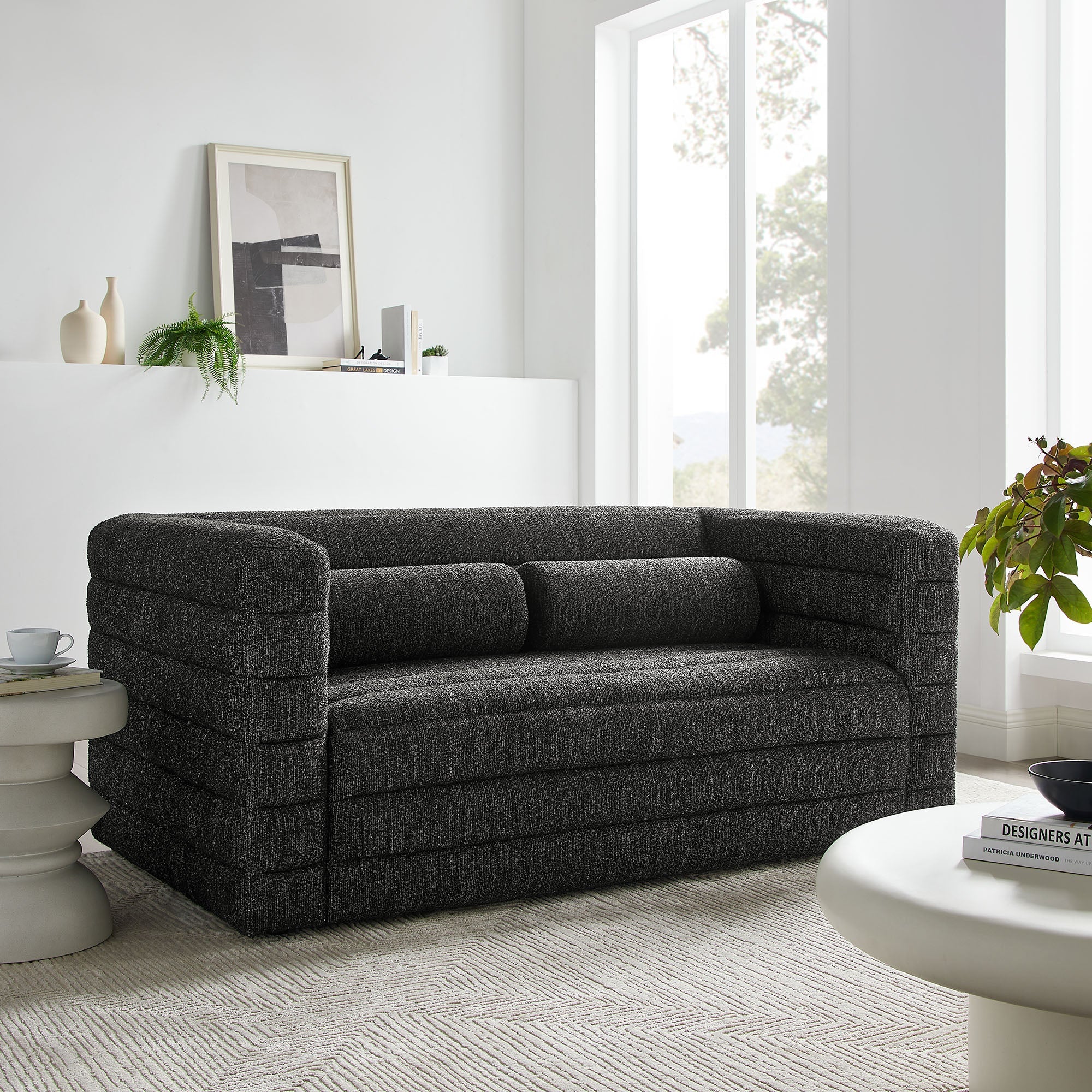 Relle Channel Tufted Boucle Upholstered Loveseat by Modway