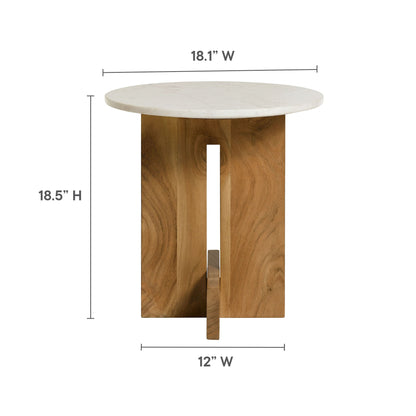 Tarin Acacia Wood and Marble Side Table by Modway