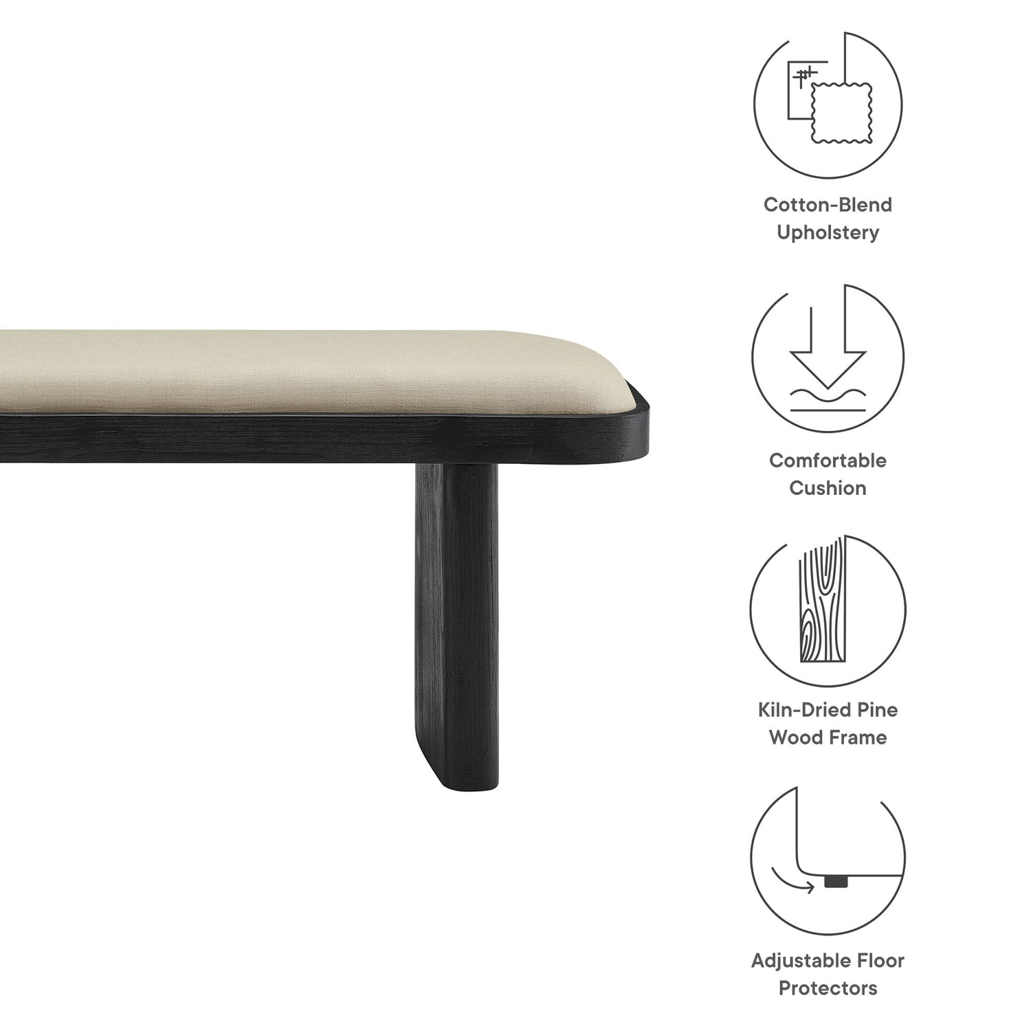 Iver 43&quot; Upholstered Wood Accent Bench by Modway