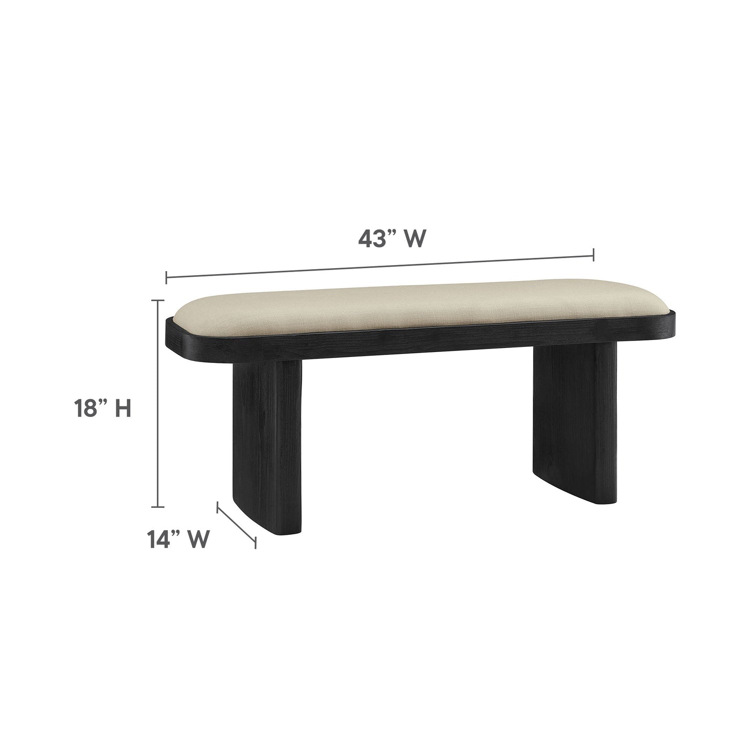 Iver 43&quot; Upholstered Wood Accent Bench by Modway