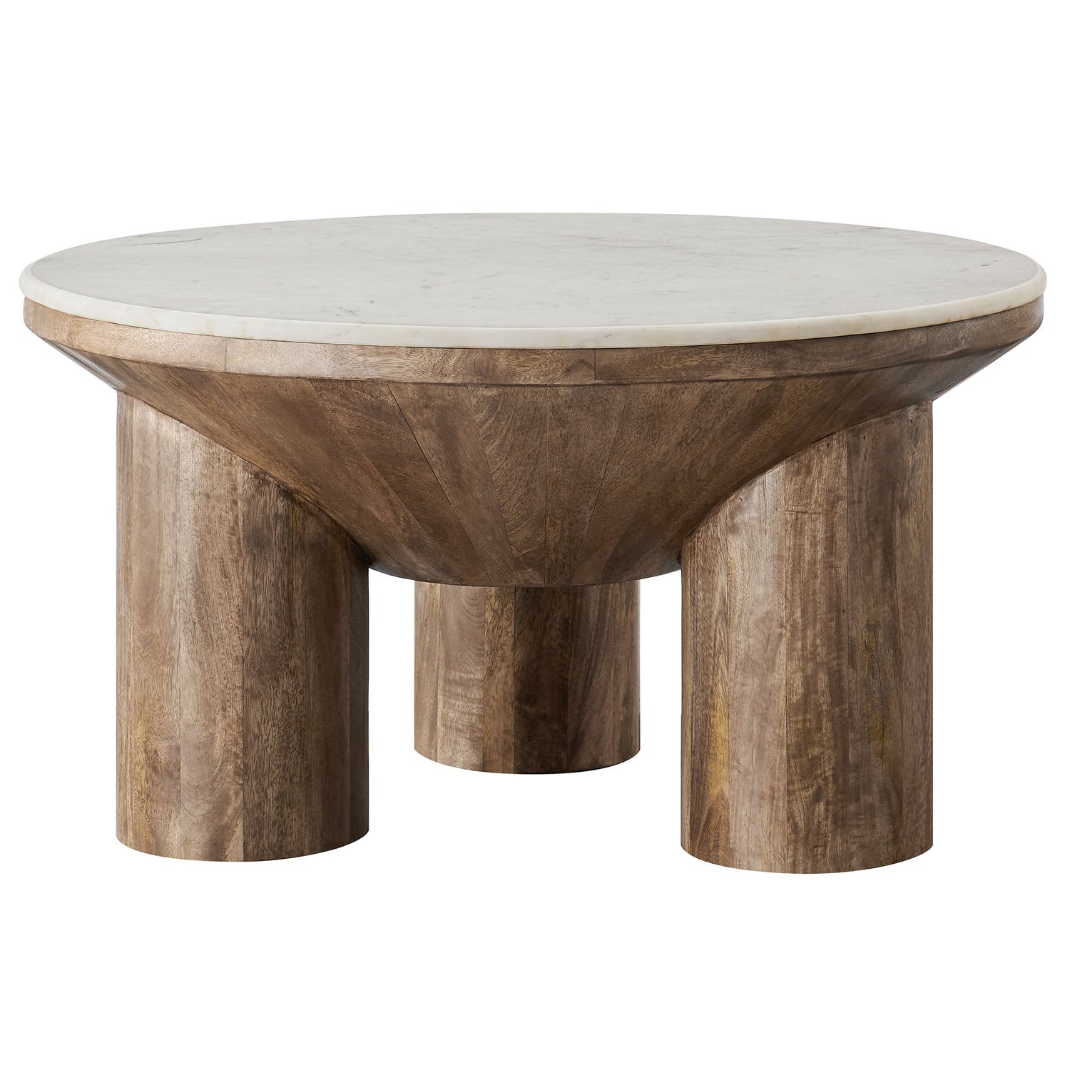 Ellison 33&quot; Round Wood Coffee Table With Marble Top by Modway