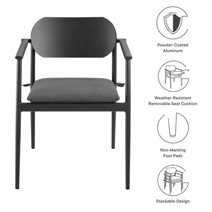 Aeris Stackable Outdoor Patio Aluminum Dining Armchair Set of 2 by Modway