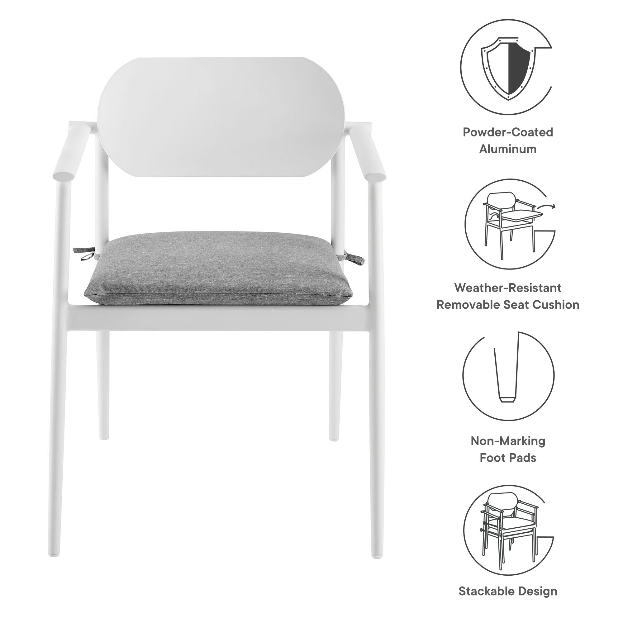 Aeris Stackable Outdoor Patio Aluminum Dining Armchair By HouseBean