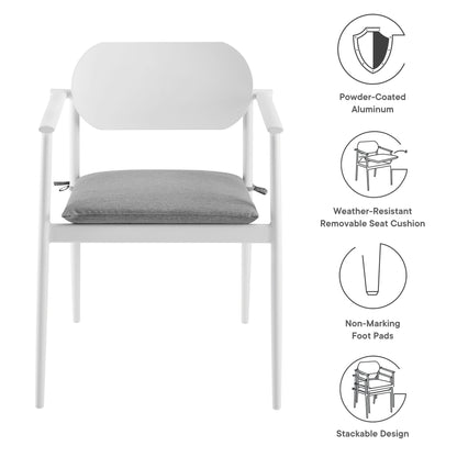 Aeris Stackable Outdoor Patio Aluminum Dining Armchair Set of 2 by Modway