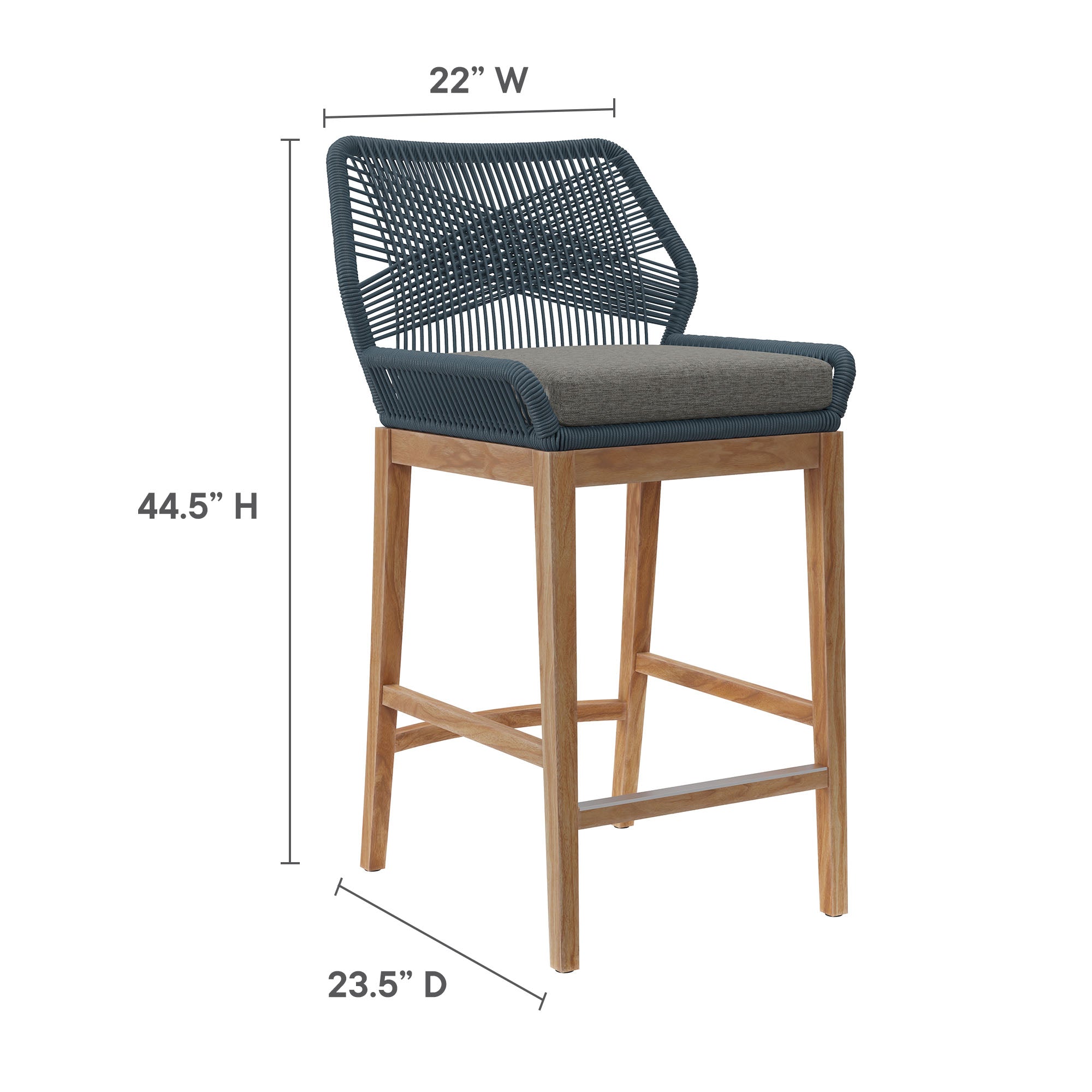 Wellspring 3-Piece Outdoor Patio Teak Wood Bar Set by Modway