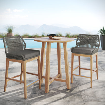 Wellspring 3-Piece Outdoor Patio Teak Wood Bar Set by Modway