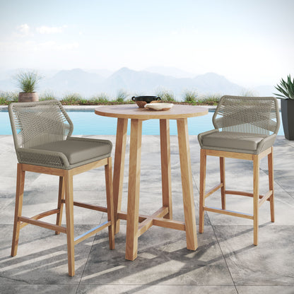 Wellspring 3-Piece Outdoor Patio Teak Wood Bar Set by Modway