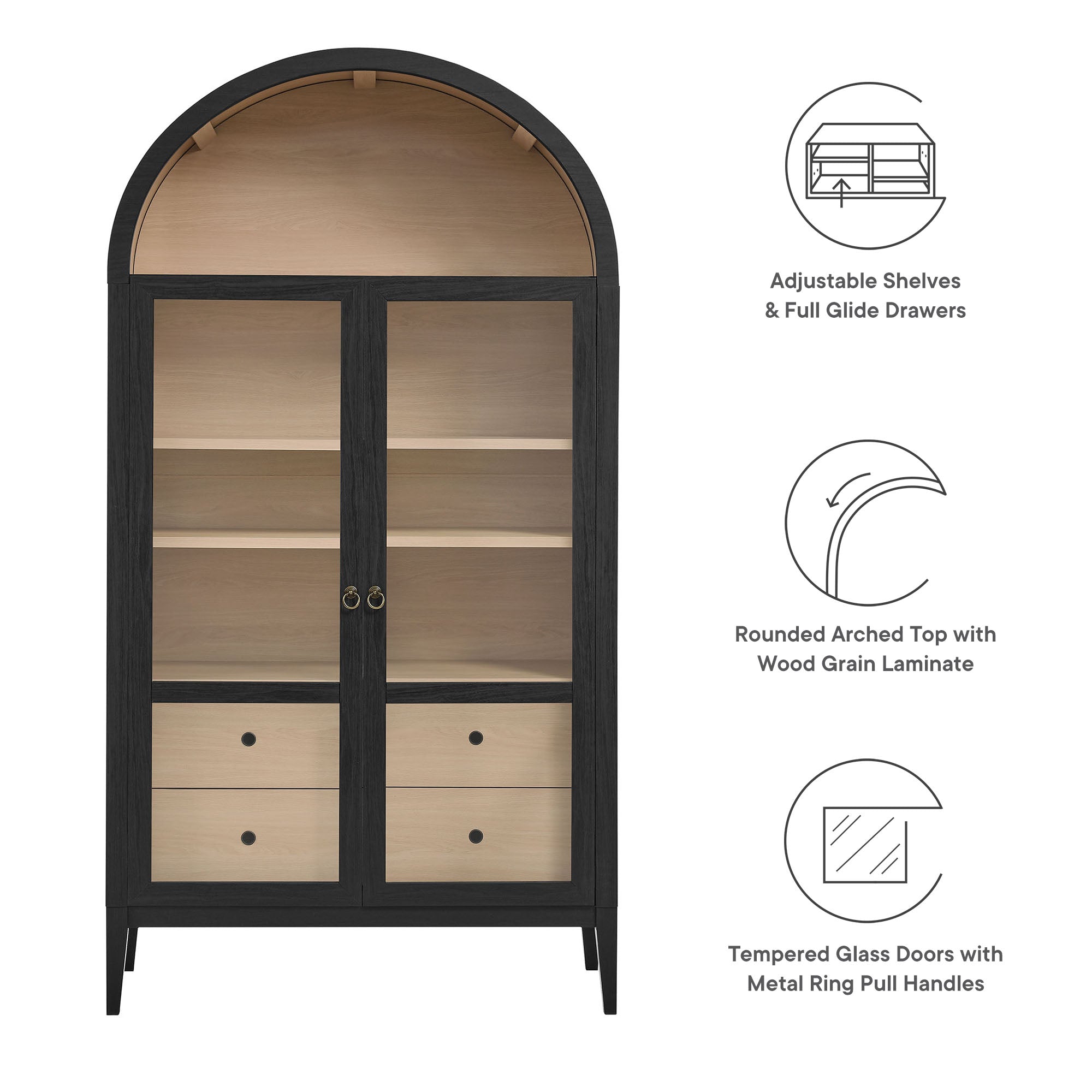 Nolan 74&quot; Tall Arched Storage Display Cabinet by Modway