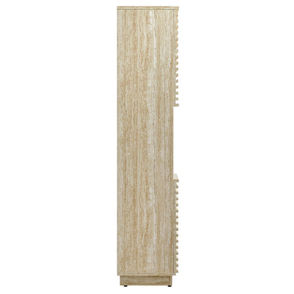 Render Tall Narrow Faux Travertine Linen Storage Cabinet By HouseBean