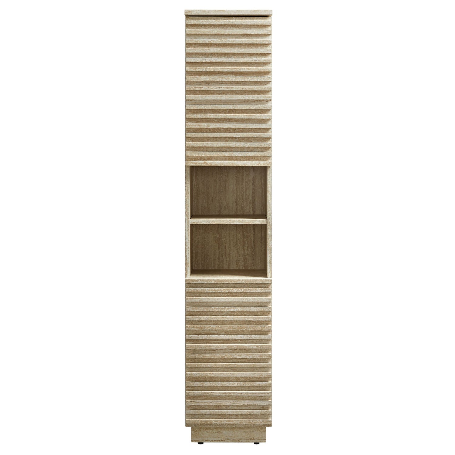 Render Tall Narrow Faux Travertine Linen Storage Cabinet By HouseBean