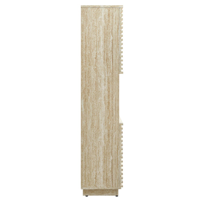 Render Tall Faux Travertine Linen Storage Cabinet By HouseBean