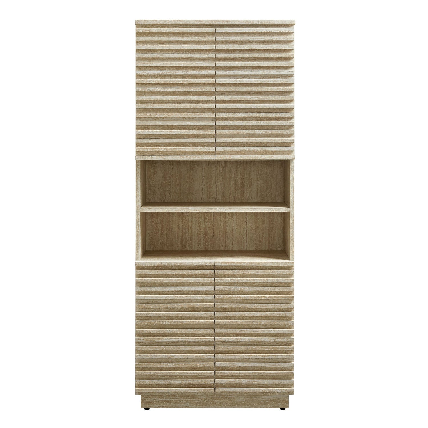 Render Tall Faux Travertine Linen Storage Cabinet By HouseBean