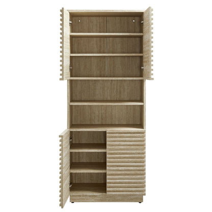 Render Tall Faux Travertine Linen Storage Cabinet By HouseBean