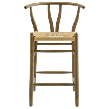Amish Weathered Gray Teak Wood Counter Stool by Modway