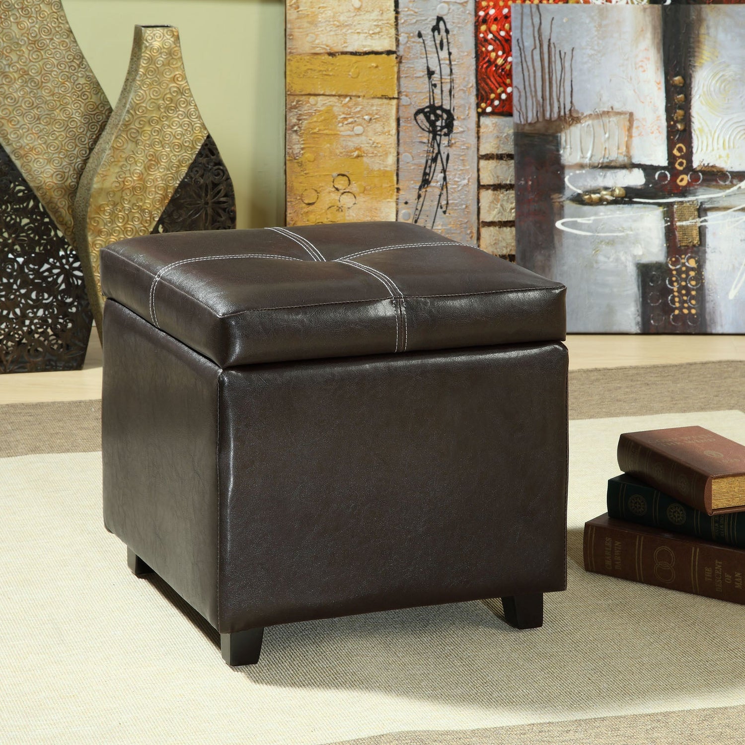 Treasure Upholstered Vinyl Ottoman By HouseBean