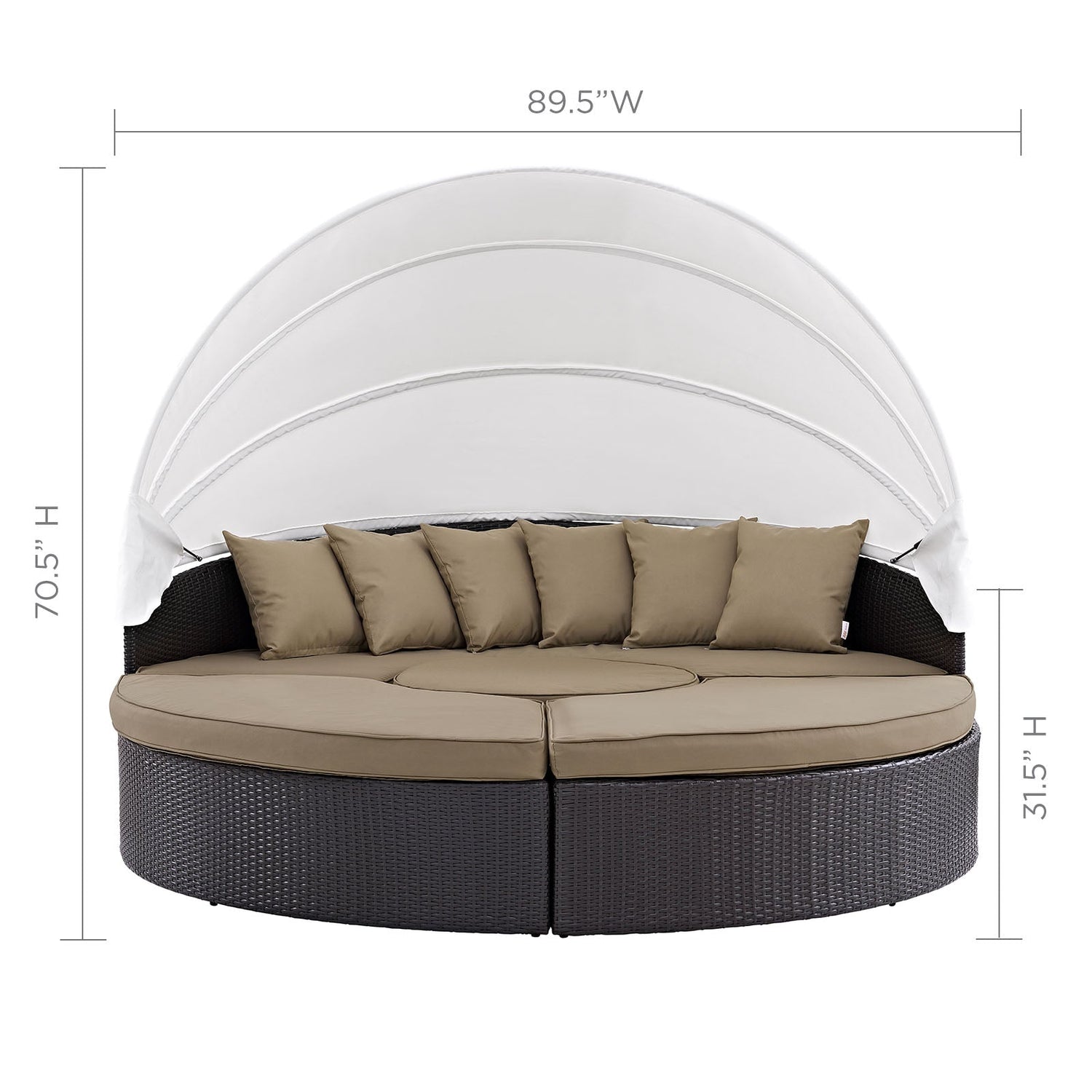 Quest Wicker Rattan Outdoor Patio Canopy Sectional Daybed by Modway