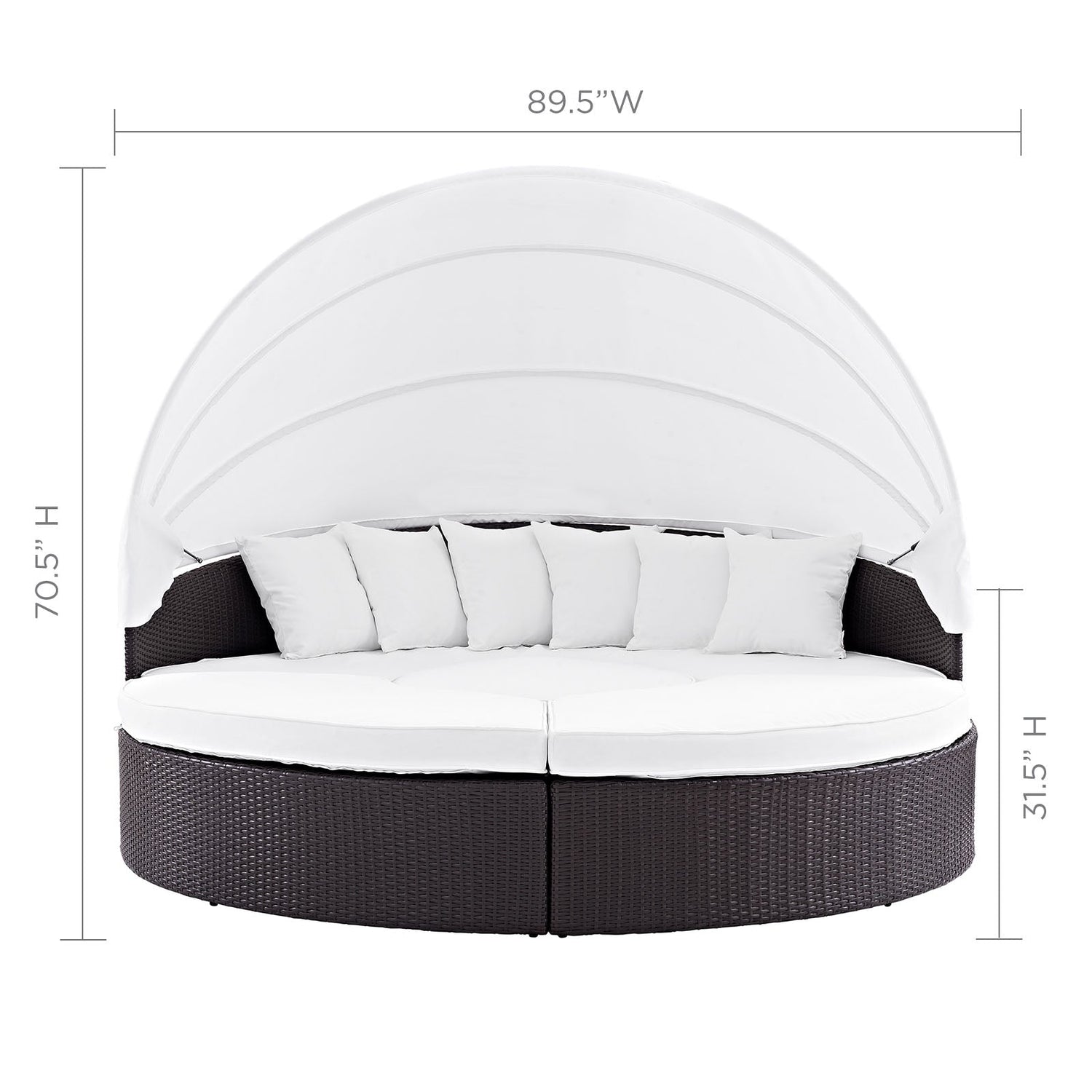 Quest Wicker Rattan Outdoor Patio Canopy Sectional Daybed by Modway