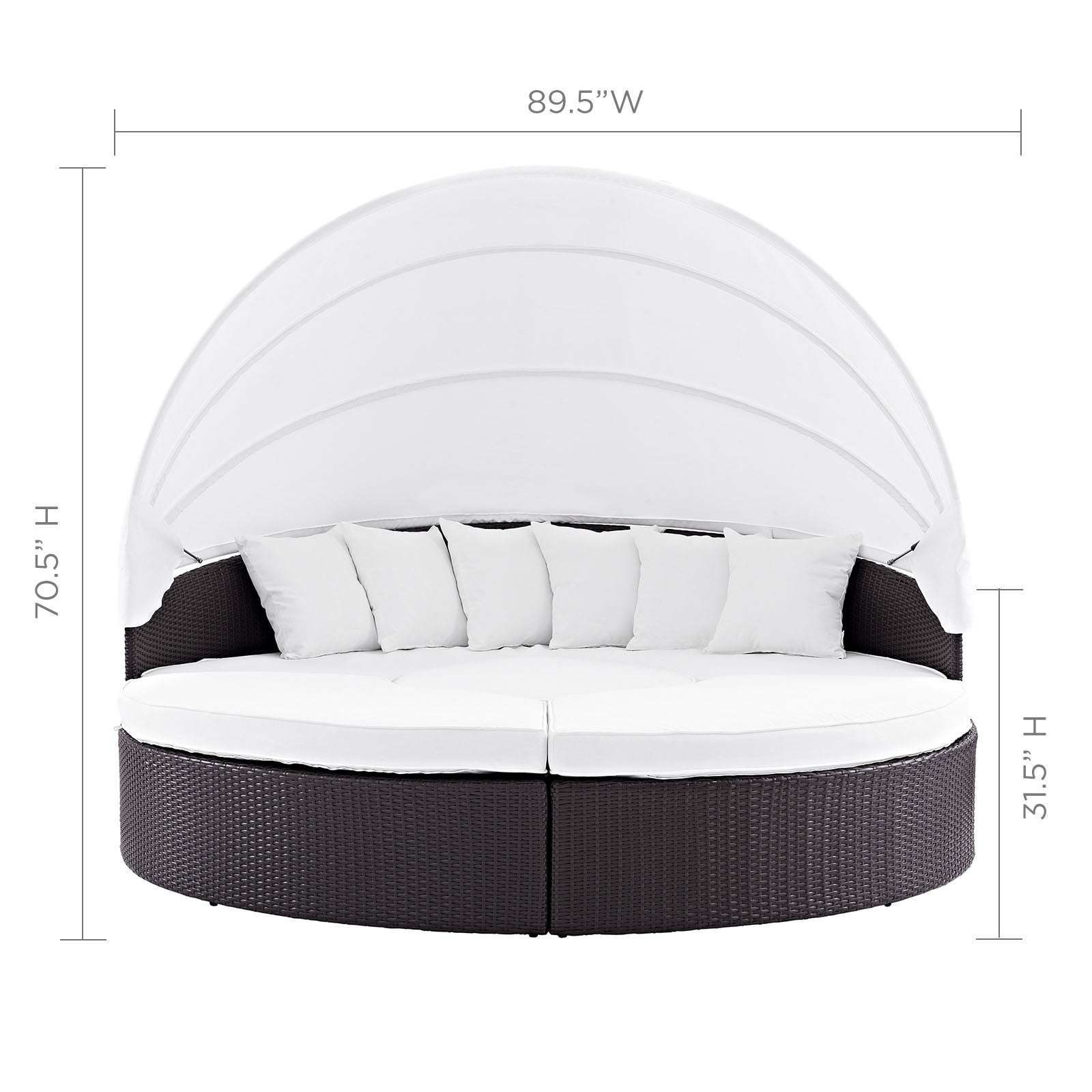 Quest Wicker Rattan Outdoor Patio Canopy Sectional Daybed by Modway