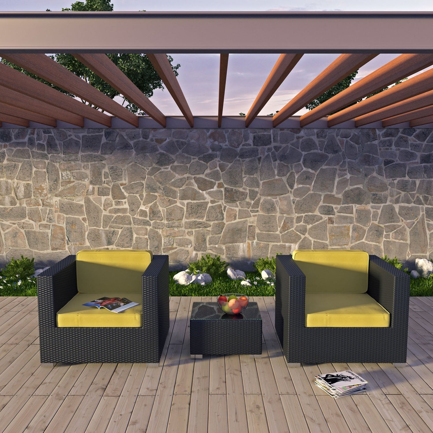 Burrow 3 Piece Outdoor Patio Sofa Set by Modway